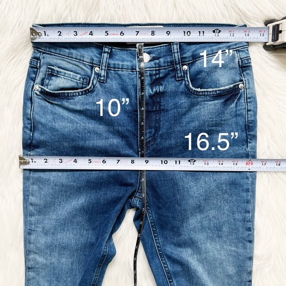 SOLD-Free People Busted Knee Blue Indigo Wash Skinny Mid Rise Ankle Jeans - Picture 10 of 11